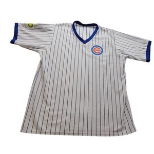 Chicago‎ Cubs Ultimate Fan 1 Baseball Jersey White Blue Pinstripe BP Sponsor XL